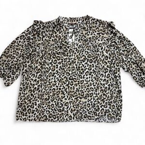 Philosophy Leopard Print Sheer Blouse Womens Size 3X NWT